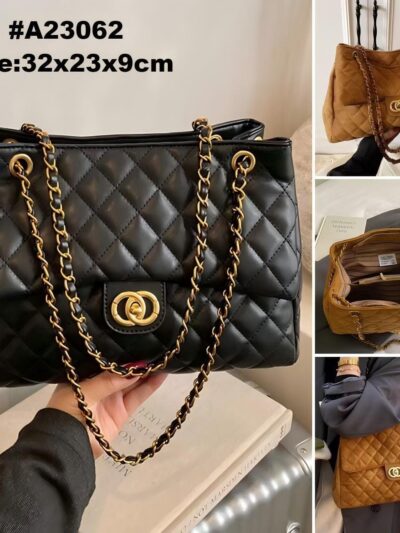 Quilted Chain Shoulder Tote Bag