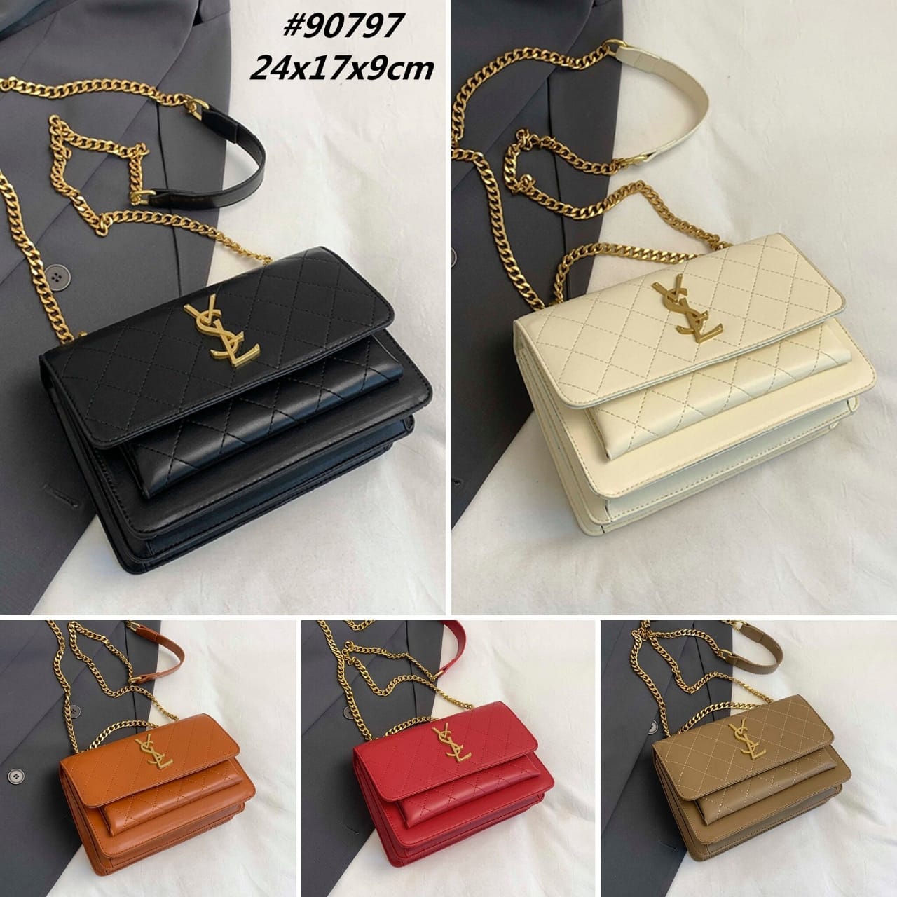 Quilted Chain Flap Crossbody Bag