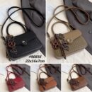 Woven Flap Crossbody Bag with Charm
