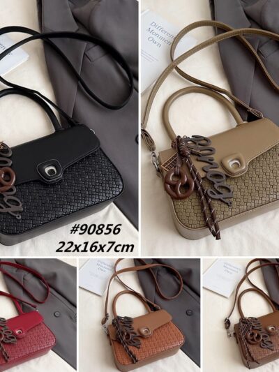 Woven Flap Crossbody Bag with Charm